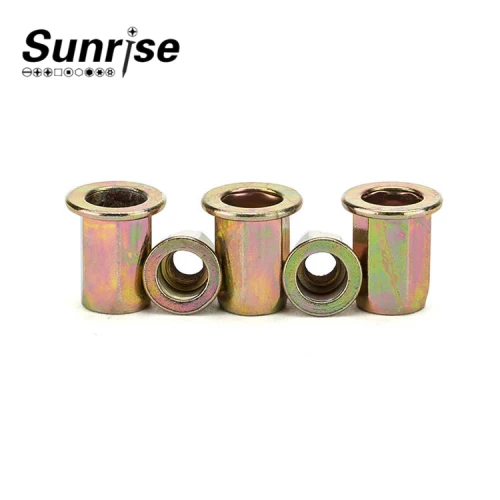 Full Hex Flat Head Rivet Nut Yellow Zinc
