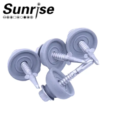 หัวเครื่องซักผ้า Dacromet Hex ชุบสังกะสีสกรูหลังคาโพลีคาร์บอเนตเจาะตัวเอง