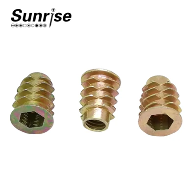 Metal Barrel Hex Socket ใส่น็อตสำหรับเฟอร์นิเจอร์ไม้